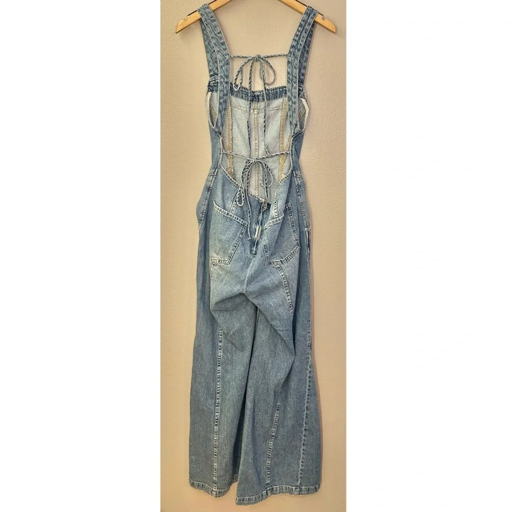 NEW Free People We The Free Kendra Orchid Blue Denim Jumpsuit - Picture 8 of 9